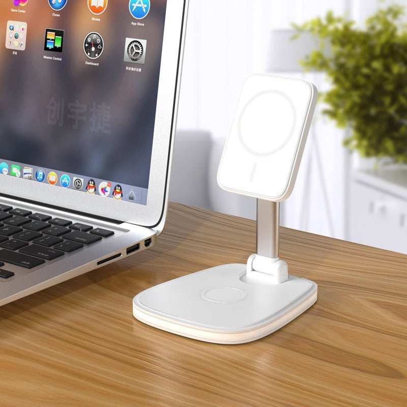 Base de Carga Inalámbrica Multifuncional Plegable — Compatible iPhone y Huawei, Soporte Magnético