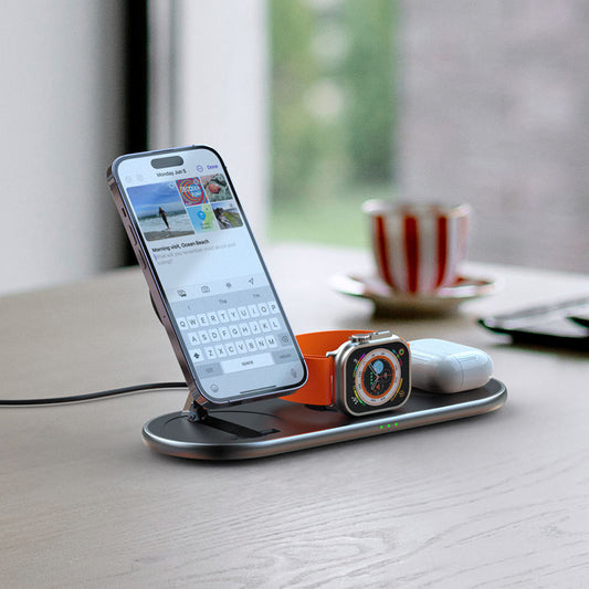 Cargador Inalámbrico Magnético 3 en 1 — Plegable, Carga Rápida Apple