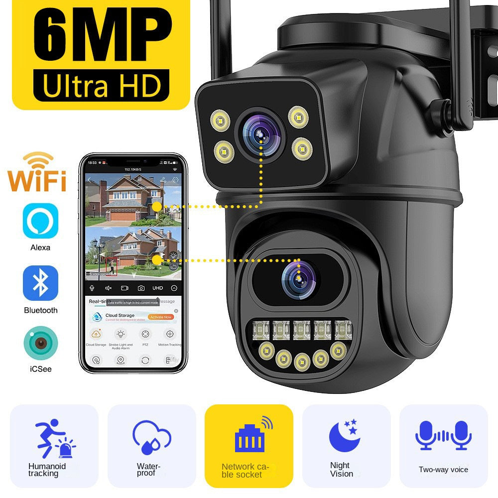 Cámara de Seguridad WiFi 360° Exterior — 1080P HD, Visión Nocturna, Control Remoto