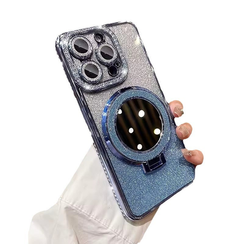 Funda iPhone con Espejo y Purpurina — Magnética, Diamantes, Compatible iPhone 14/15/16