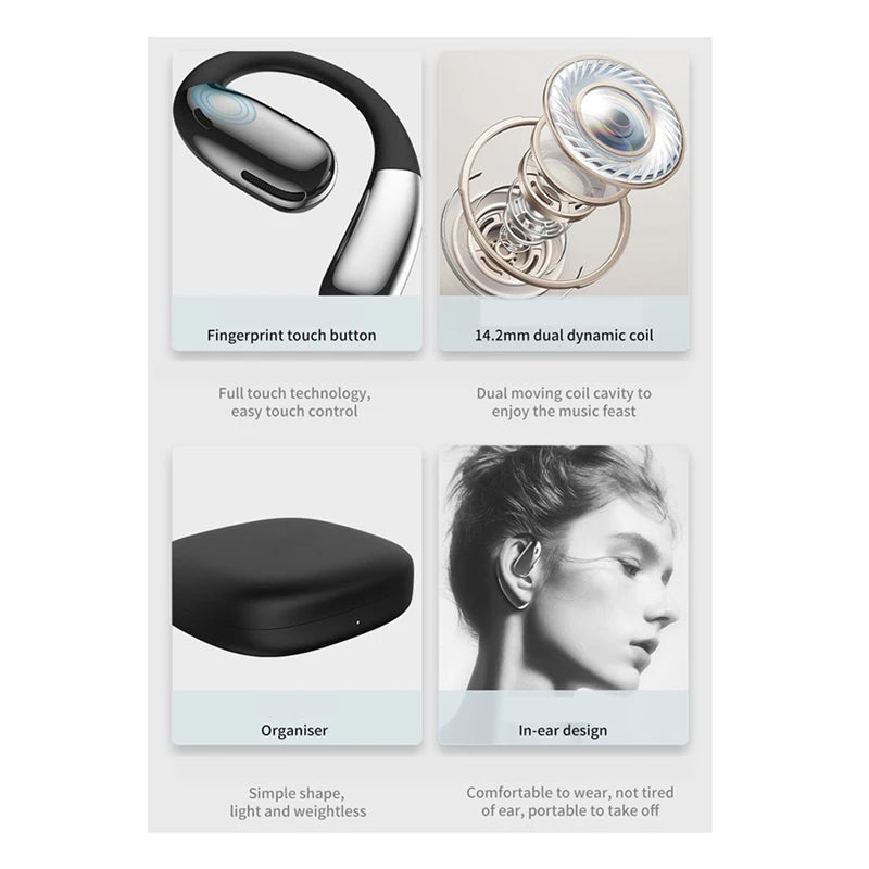 Auriculares Deportivos Inalámbricos A38 — Bluetooth 5.4, Open-Ear, Hi-Fi
