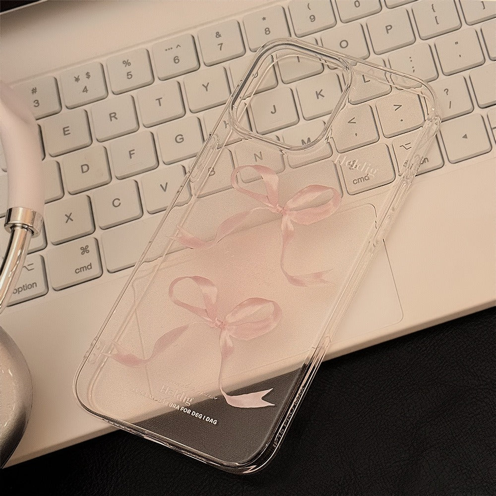 Sweet Pink Bow Apple 15 Phone Case 14 Transparent iPhone 13 Promax Silicone