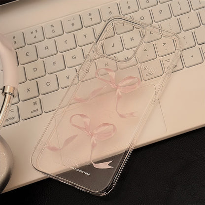 Sweet Pink Bow Apple 15 Phone Case 14 Transparent iPhone 13 Promax Silicone