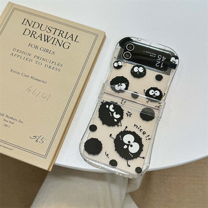Small waist cute coal ball new three piece set suitable for Samsung Galaxy zflip3/4 5/67 generation phone cases