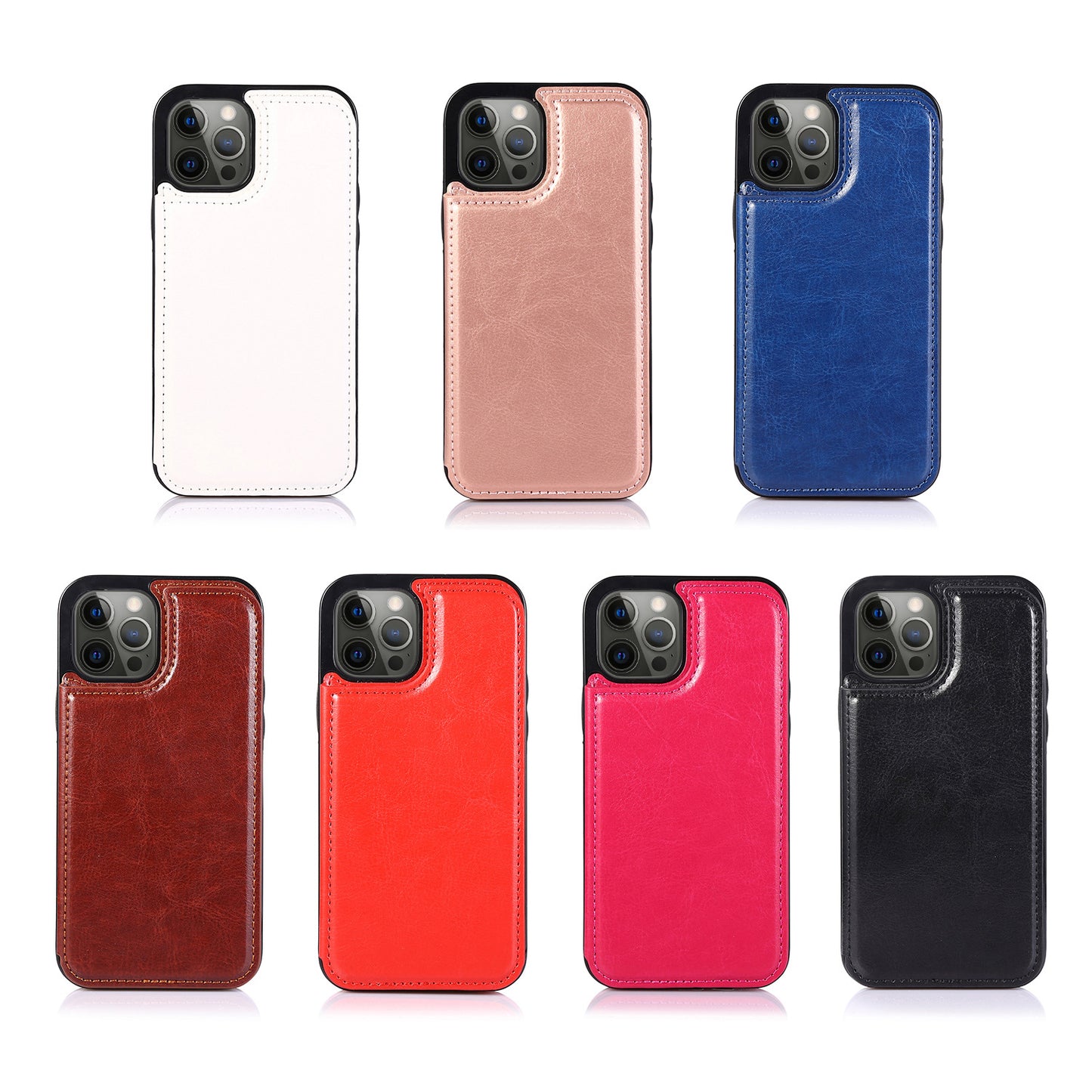 Suitable for iPhone 15 leather case with crazy horse pattern Apple 13PRO phone case flip cover card insertion protective cover