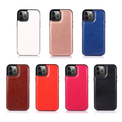 Suitable for iPhone 15 leather case with crazy horse pattern Apple 13PRO phone case flip cover card insertion protective cover