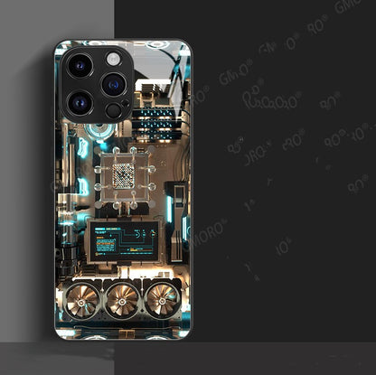 Funda iPhone 14/15 Cristal Diseño Circuito — Tecnológica, Antigolpes