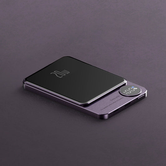 Power Bank Metálico Ultrafino con Carga Inalámbrica Rápida — Estilo Industrial