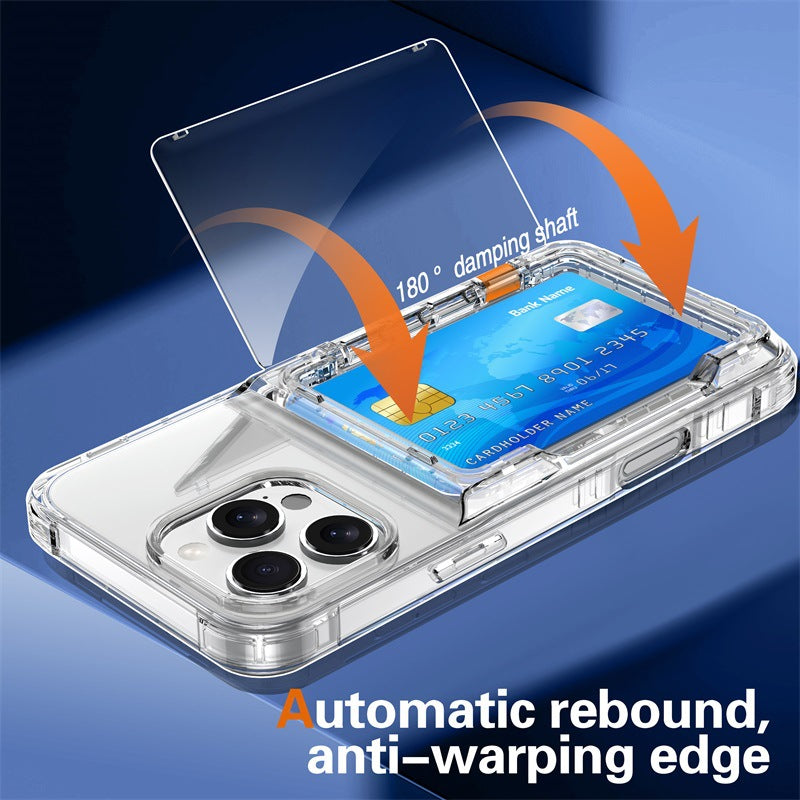 Funda iPhone 16/15/14 Transparente con Tarjetero — Flip, Antigolpes
