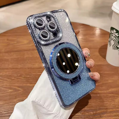 Funda iPhone con Espejo y Purpurina — Magnética, Diamantes, Compatible iPhone 14/15/16
