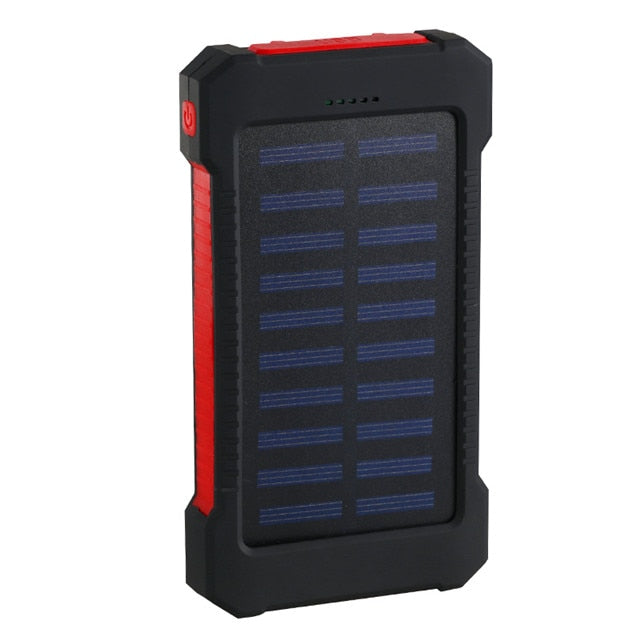 Power Bank Solar 20000mAh con Luz LED — Impermeable, 2 Puertos USB