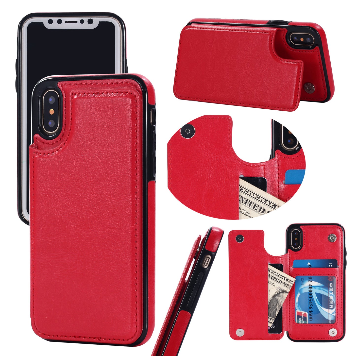 Suitable for iPhone 15 leather case with crazy horse pattern Apple 13PRO phone case flip cover card insertion protective cover
