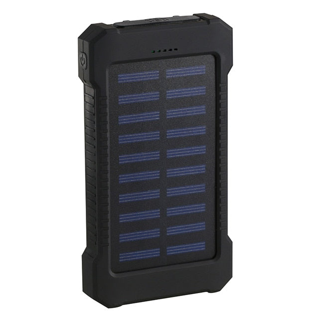 Power Bank Solar 20000mAh con Luz LED — Impermeable, 2 Puertos USB