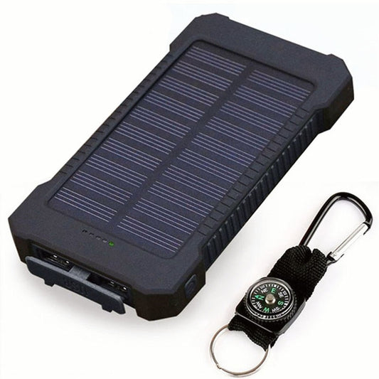 Power Bank Solar 20000mAh con Luz LED — Impermeable, 2 Puertos USB