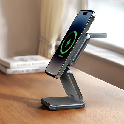 Cargador Inalámbrico Plegable 3 en 1 — iPhone, Apple Watch y AirPods