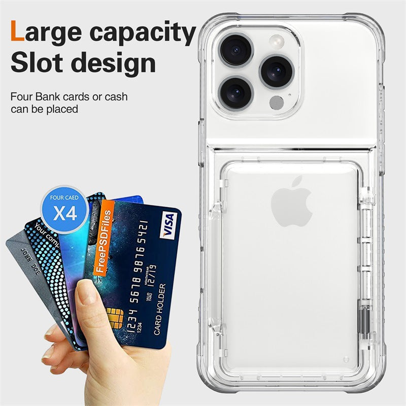 Funda iPhone 16/15/14 Transparente con Tarjetero — Flip, Antigolpes