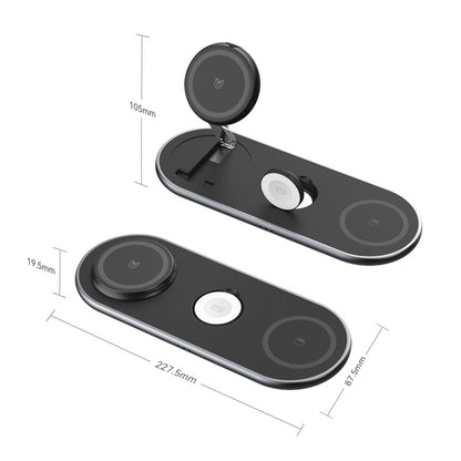 Cargador Inalámbrico Magnético 3 en 1 — Plegable, Carga Rápida Apple