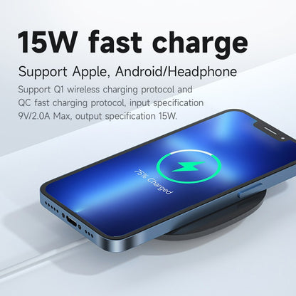 Base de Carga Inalámbrica 15W para Escritorio — Samsung y Huawei, Diseño Cuadrado