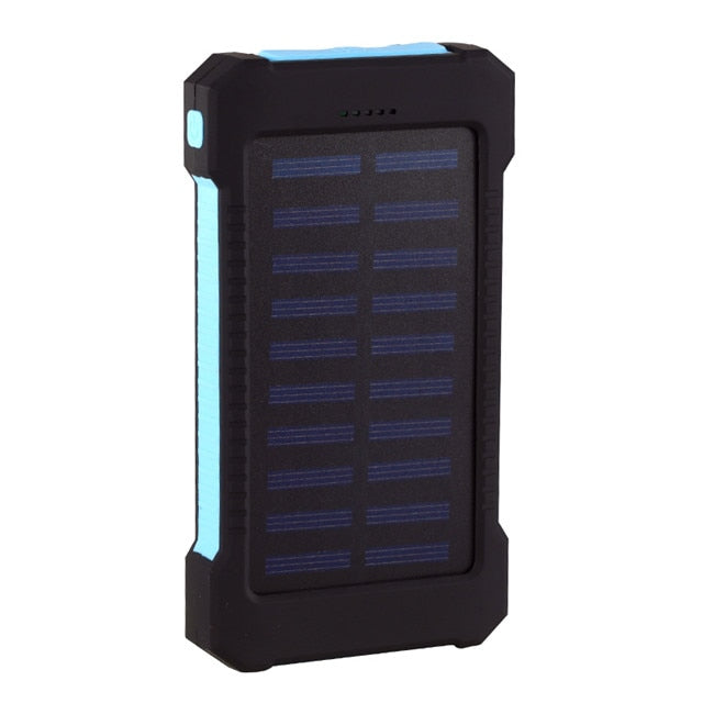 Power Bank Solar 20000mAh con Luz LED — Impermeable, 2 Puertos USB