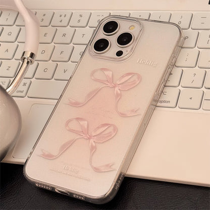 Sweet Pink Bow Apple 15 Phone Case 14 Transparent iPhone 13 Promax Silicone