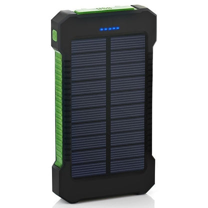 Power Bank Solar 20000mAh con Luz LED — Impermeable, 2 Puertos USB