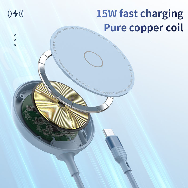 Cargador Inalámbrico Magnético con Soporte — Compatible iPhone 13/14