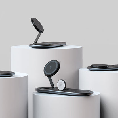 Cargador Inalámbrico Magnético 3 en 1 — Plegable, Carga Rápida Apple