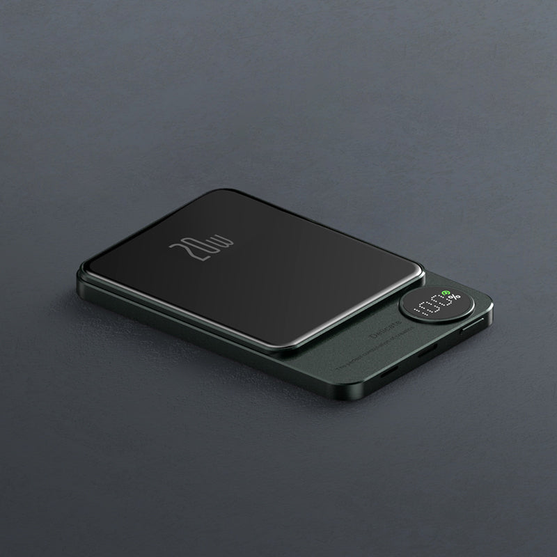 Power Bank Metálico Ultrafino con Carga Inalámbrica Rápida — Estilo Industrial