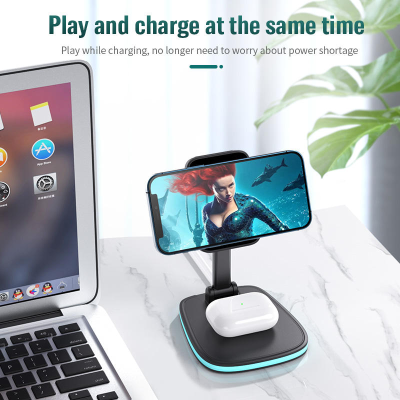 Base de Carga Inalámbrica Multifuncional Plegable — Compatible iPhone y Huawei, Soporte Magnético