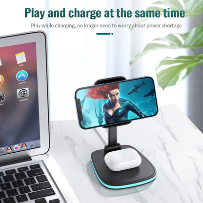 Base de Carga Inalámbrica Multifuncional Plegable — Compatible iPhone y Huawei, Soporte Magnético