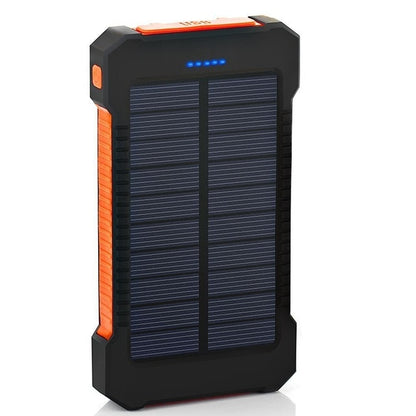 Power Bank Solar 20000mAh con Luz LED — Impermeable, 2 Puertos USB