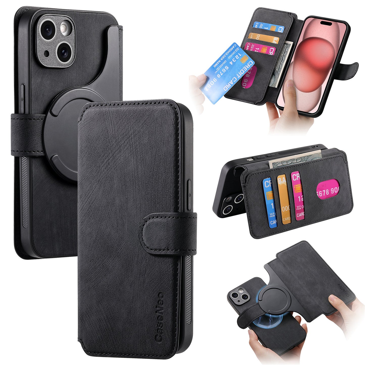 New magnetic separation suitable for Apple 16 mobile phone case Magsafe strong magnetic iPhone15 flip cover leather case 14 case