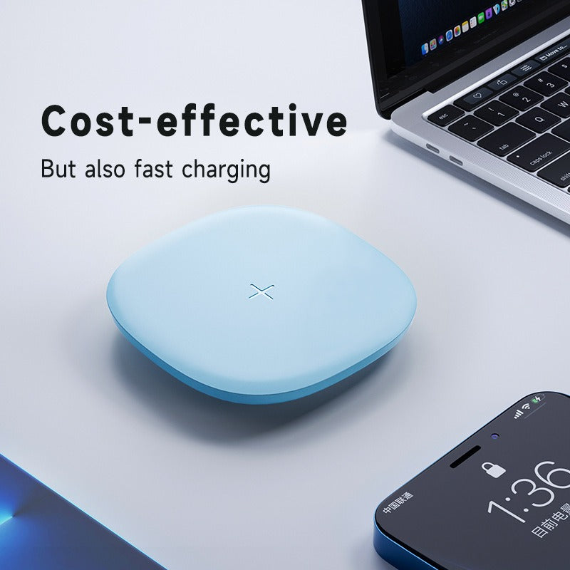 Base de Carga Inalámbrica 15W para Escritorio — Samsung y Huawei, Diseño Cuadrado