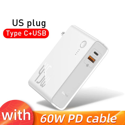 Cargador GaN 2 en 1 Baseus 45W + Power Bank 10000mAh — Carga Rápida USB-C PD