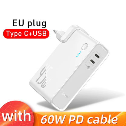 Cargador GaN 2 en 1 Baseus 45W + Power Bank 10000mAh — Carga Rápida USB-C PD