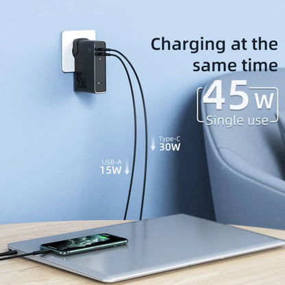 Cargador GaN 2 en 1 Baseus 45W + Power Bank 10000mAh — Carga Rápida USB-C PD